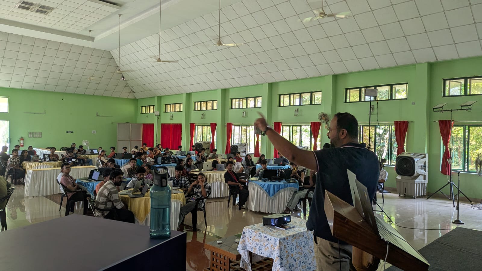 Hall photo from Kochi TinkerHub Camp during Beyond the Blueprint session